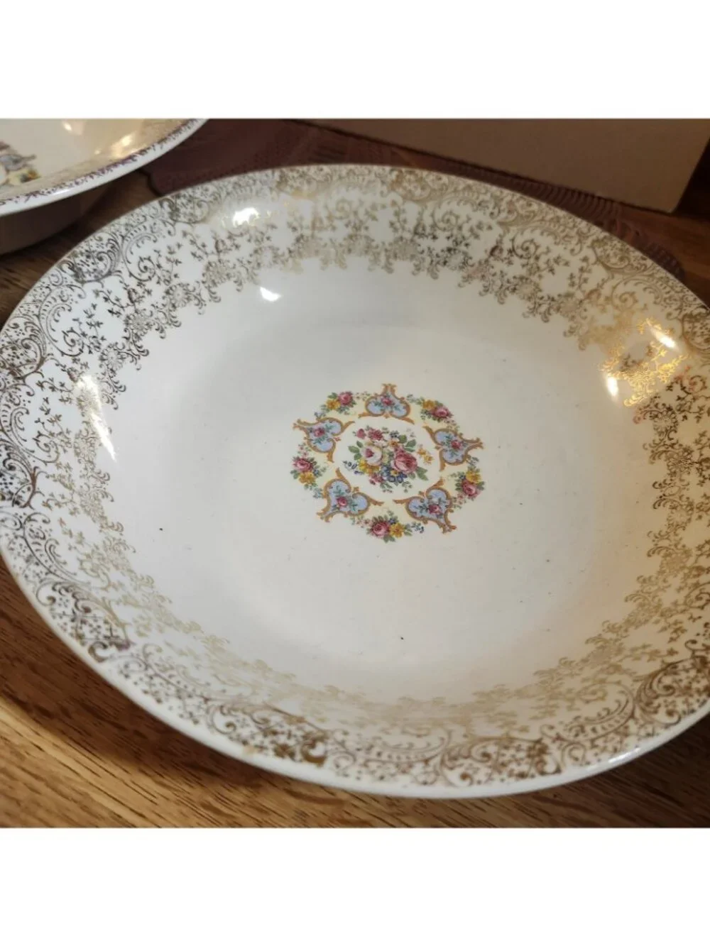 Vintage Royal China Santa Rosa Serving Bowls Warranted 22K Gold Trim Floral